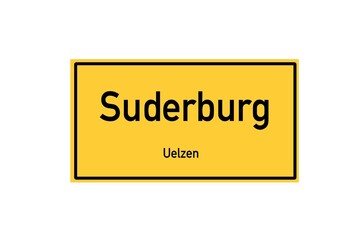 Isolated German city limit sign of Suderburg located in Niedersachsen