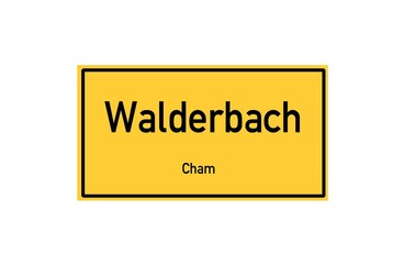 Isolated German city limit sign of Walderbach located in Bayern