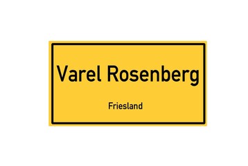 Isolated German city limit sign of Varel Rosenberg located in Niedersachsen