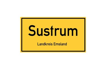 Isolated German city limit sign of Sustrum located in Niedersachsen