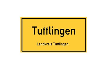 Isolated German city limit sign of Tuttlingen located in Baden-W�rttemberg