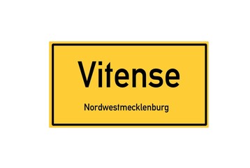 Isolated German city limit sign of Vitense located in Mecklenburg-Vorpommern