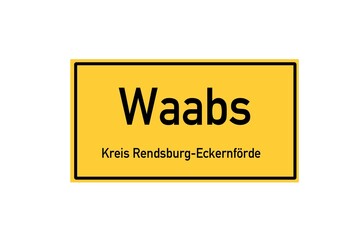 Isolated German city limit sign of Waabs located in Schleswig-Holstein