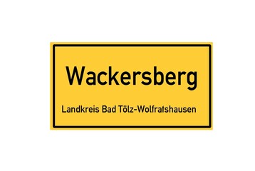 Isolated German city limit sign of Wackersberg located in Bayern
