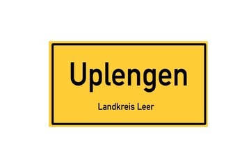 Isolated German city limit sign of Uplengen located in Niedersachsen