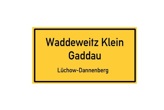 Isolated German city limit sign of Waddeweitz Klein Gaddau located in Niedersachsen