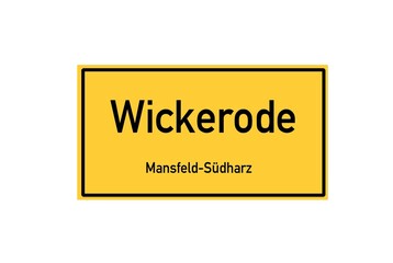 Isolated German city limit sign of Wickerode located in Sachsen-Anhalt