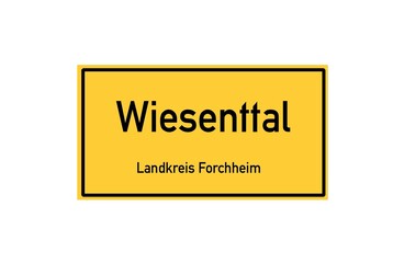 Isolated German city limit sign of Wiesenttal located in Bayern