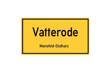 Isolated German city limit sign of Vatterode located in Sachsen-Anhalt