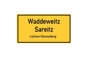 Isolated German city limit sign of Waddeweitz Sareitz located in Niedersachsen