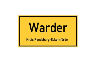 Isolated German city limit sign of Warder located in Schleswig-Holstein