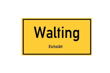 Isolated German city limit sign of Walting located in Bayern