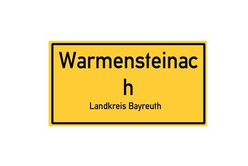 Isolated German city limit sign of Warmensteinach located in Bayern