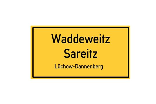 Isolated German city limit sign of Waddeweitz Sareitz located in Niedersachsen