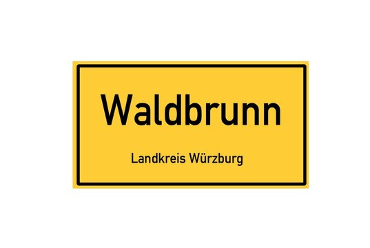 Isolated German city limit sign of Waldbrunn located in Bayern