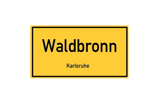 Isolated German city limit sign of Waldbronn located in Baden-W�rttemberg