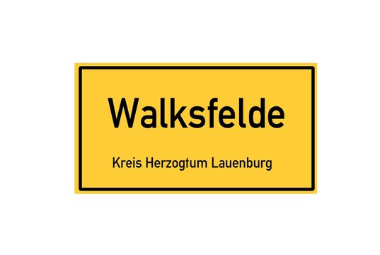 Isolated German city limit sign of Walksfelde located in Schleswig-Holstein