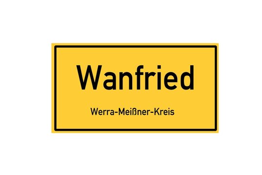 Isolated German city limit sign of Wanfried located in Hessen