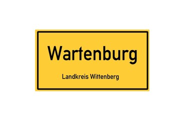 Isolated German city limit sign of Wartenburg located in Sachsen-Anhalt