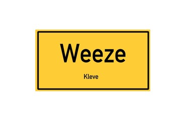 Isolated German city limit sign of Weeze located in Nordrhein-Westfalen