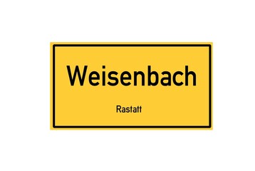 Isolated German city limit sign of Weisenbach located in Baden-W�rttemberg