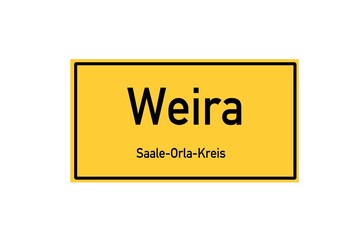 Isolated German city limit sign of Weira located in Th�ringen