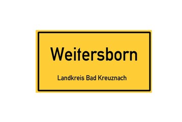 Isolated German city limit sign of Weitersborn located in Rheinland-Pfalz