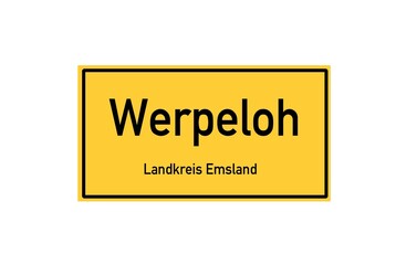 Isolated German city limit sign of Werpeloh located in Niedersachsen