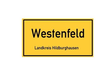 Isolated German city limit sign of Westenfeld located in Th�ringen