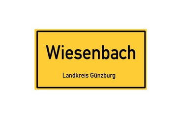 Isolated German city limit sign of Wiesenbach located in Bayern