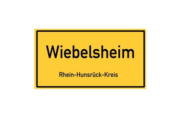 Isolated German city limit sign of Wiebelsheim located in Rheinland-Pfalz