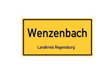 Isolated German city limit sign of Wenzenbach located in Bayern