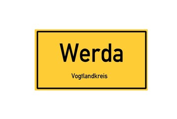 Isolated German city limit sign of Werda located in Sachsen