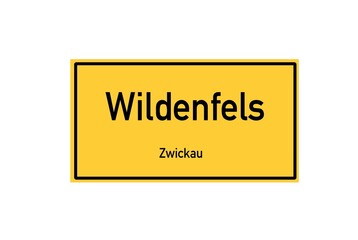 Isolated German city limit sign of Wildenfels located in Sachsen
