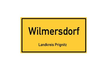 Isolated German city limit sign of Wilmersdorf located in Brandenburg