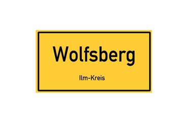 Isolated German city limit sign of Wolfsberg located in Th�ringen