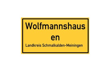 Isolated German city limit sign of Wolfmannshausen located in Th�ringen