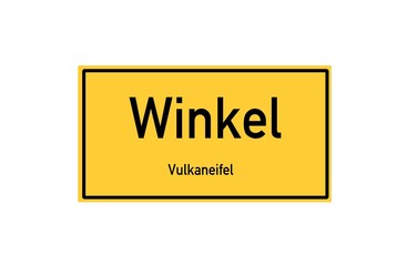 Isolated German city limit sign of Winkel located in Rheinland-Pfalz