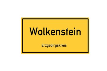 Isolated German city limit sign of Wolkenstein located in Sachsen