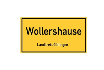 Isolated German city limit sign of Wollershausen located in Niedersachsen