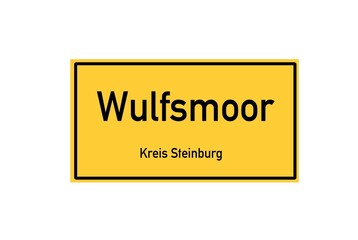 Isolated German city limit sign of Wulfsmoor located in Schleswig-Holstein