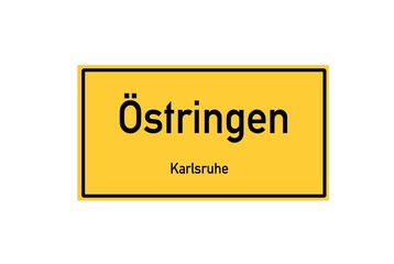 Isolated German city limit sign of Östringen located in Baden-Württemberg