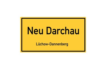 Isolated German city limit sign of Neu Darchau located in Niedersachsen