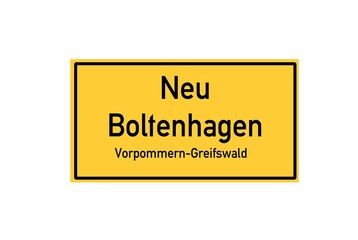 Isolated German city limit sign of Neu Boltenhagen located in Mecklenburg-Vorpommern