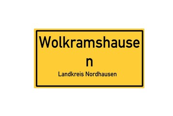 Isolated German city limit sign of Wolkramshausen located in Th�ringen