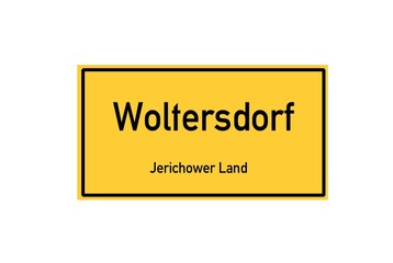 Isolated German city limit sign of Woltersdorf located in Sachsen-Anhalt