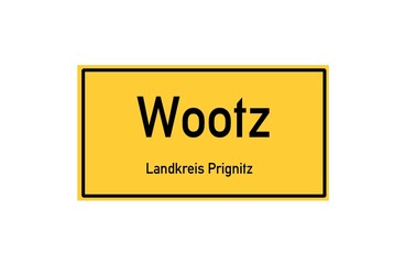 Isolated German city limit sign of Wootz located in Brandenburg