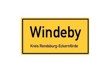Isolated German city limit sign of Windeby located in Schleswig-Holstein