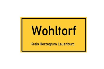 Isolated German city limit sign of Wohltorf located in Schleswig-Holstein