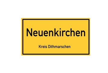 Isolated German city limit sign of Neuenkirchen located in Schleswig-Holstein